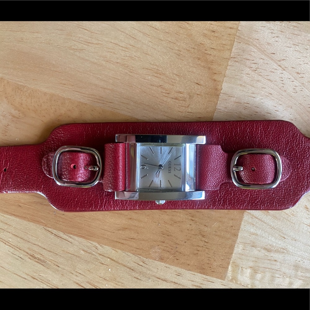 Women’s GUESS red leather watch